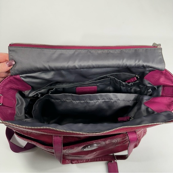 Coach Leather Stitched Oversized Pink Diaper Bag Work Weekend Travel Tote - Picture 8 of 16